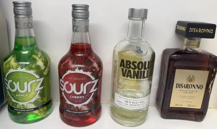 Flavoured spirits available at The Little Blue Hut